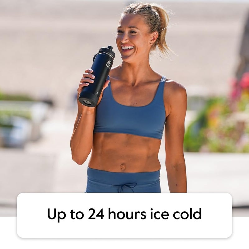 Takeya Actives Water Bottle with Straw Lid - Insulated Stainless Steel Water Bottle with Straw Lid - Dishwasher Safe Bottle & Lid - Durable Water Bottle with Easy Carry Lid - 18 oz, Lavender Fields - Image 2